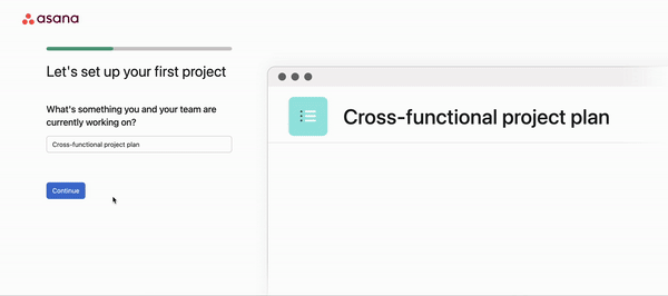 A gif of Asana's personalized onboarding