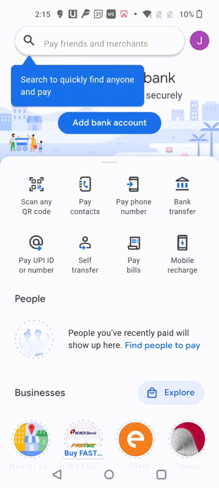 Google Pay 2 tooltips