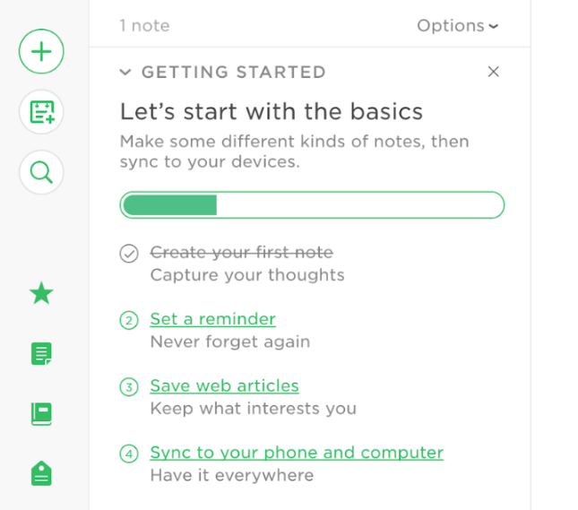 evernote user onboarding checklist